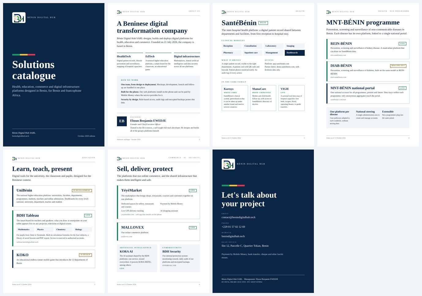 Preview of the seven catalogue pages